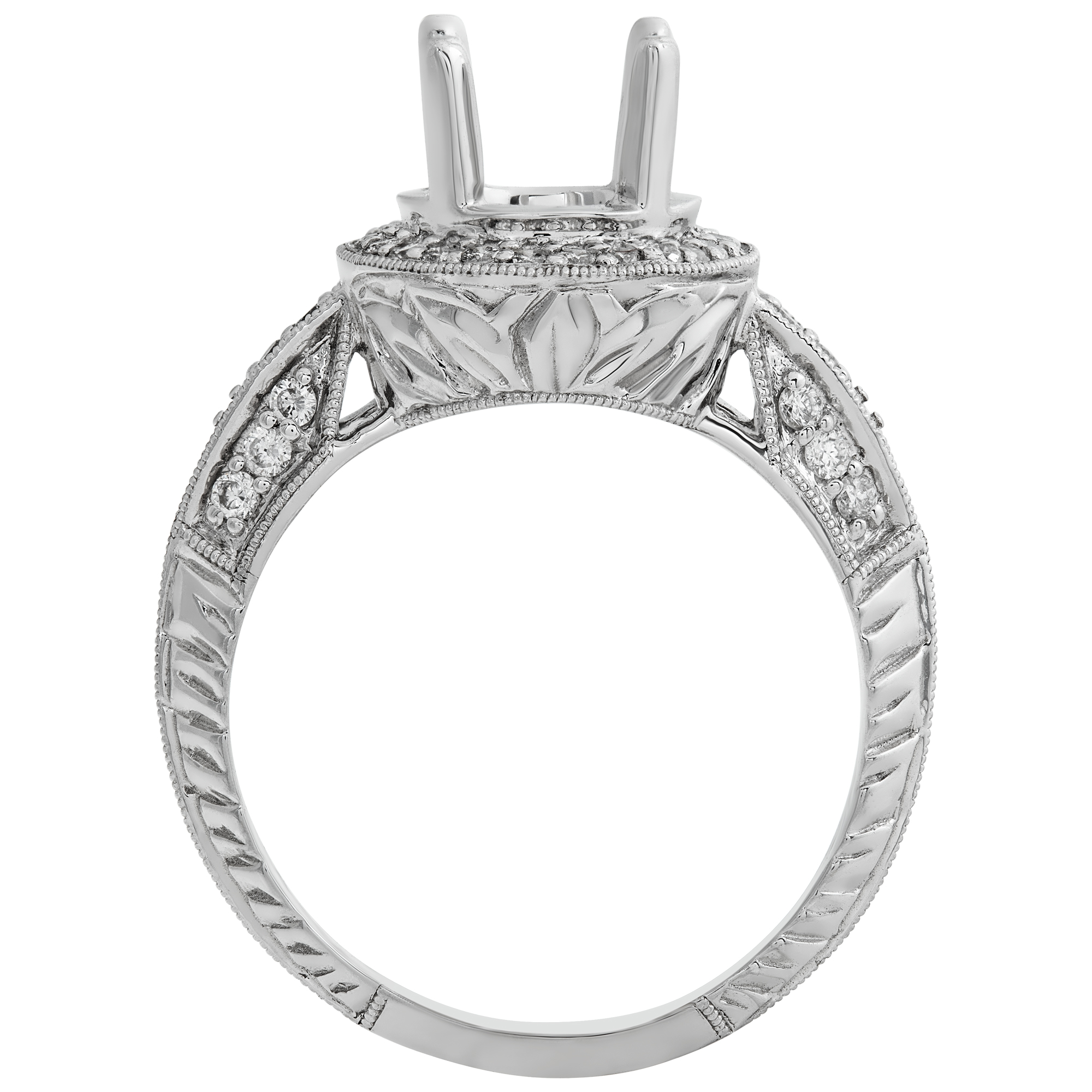 18k white gold round diamond pave setting; 1.09 cts in diamonds (H,SI1) image 4