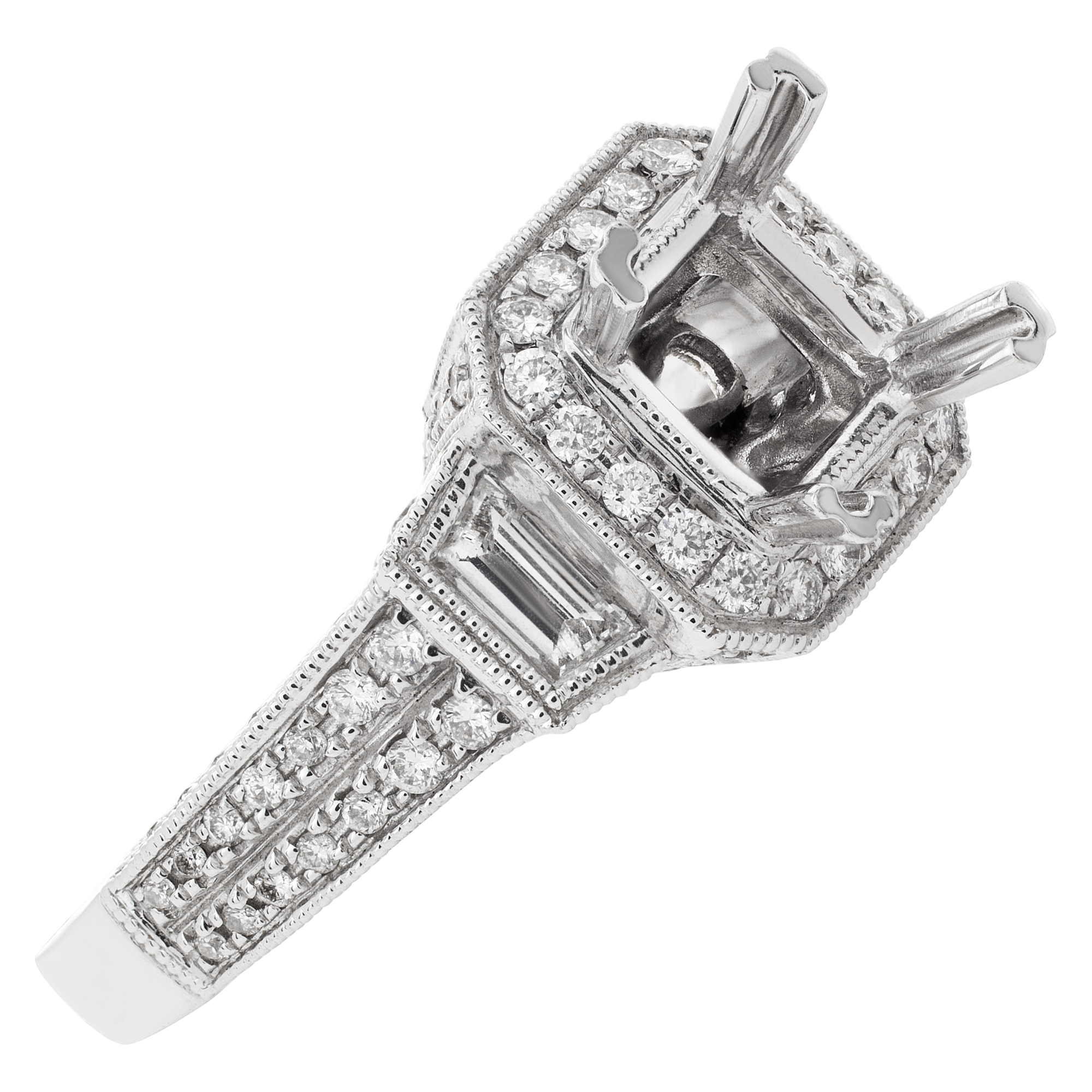 18k white gold mounting for approx. 1 carat square stone, with approx. 1.64 carat diamond. Size 5.5 image 4