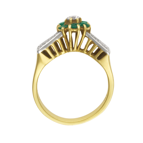 garnet flower & diamond ring in 18k image 2