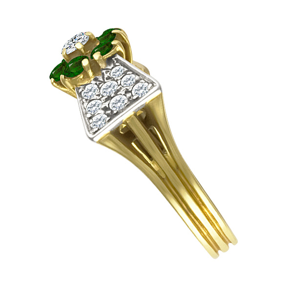 garnet flower & diamond ring in 18k image 3