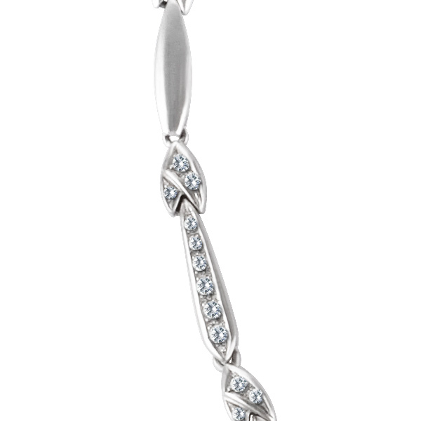 Pearl & diamond necklace in 18k white gold. App. 1.5 carats in diamonds. 10.85mm pearl. image 3