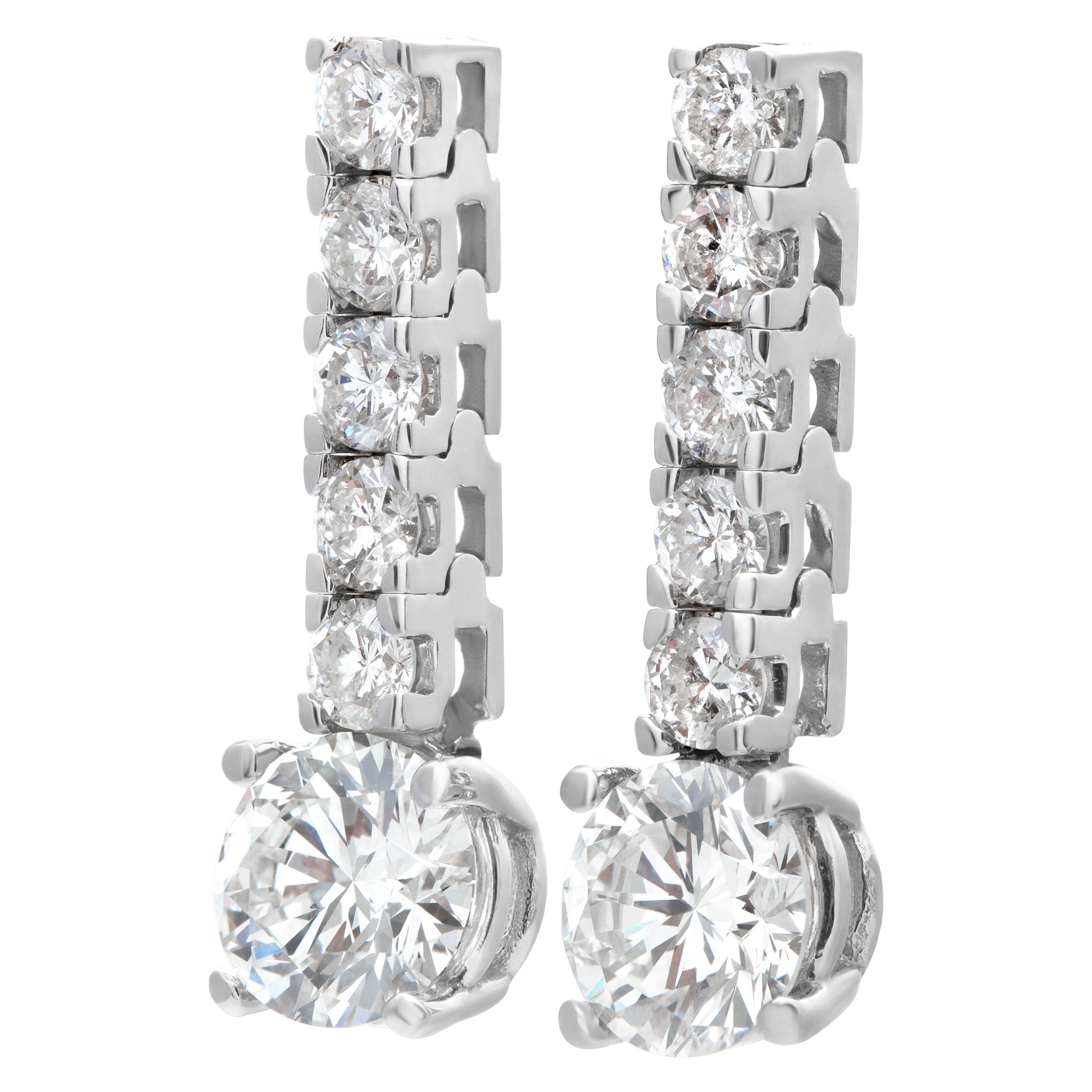 Line of diamond earrings. Approx. 1 carat each with additional 1 ct in line. image 2