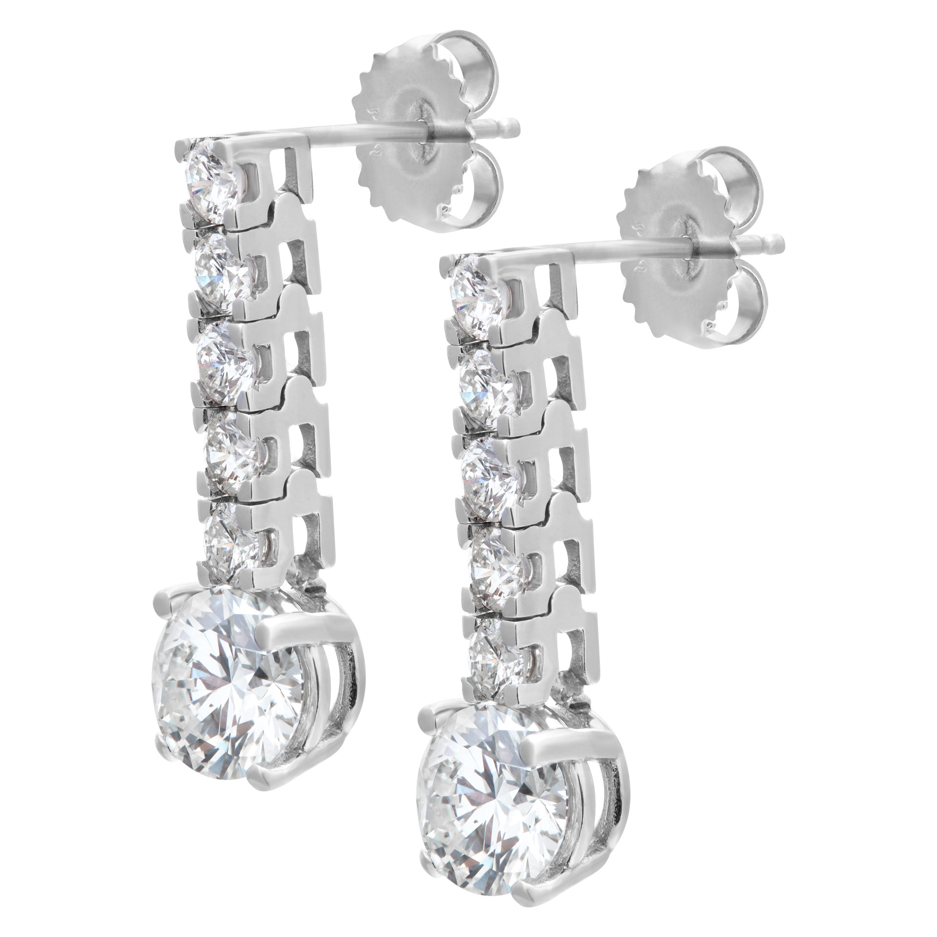 Line of diamond earrings. Approx. 1 carat each with additional 1 ct in line. image 3