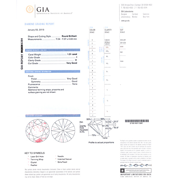 GIA Certified Diamond Ring - 1.31 cts (I Color, I1 Clarity) in 14k white gold image 2