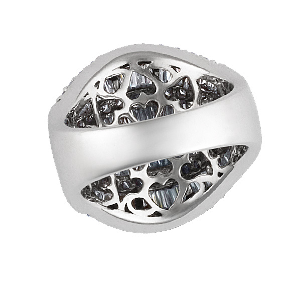 Diamond Ring in 18k white gold w/app. 3 cts in baguette&round diamonds image 3