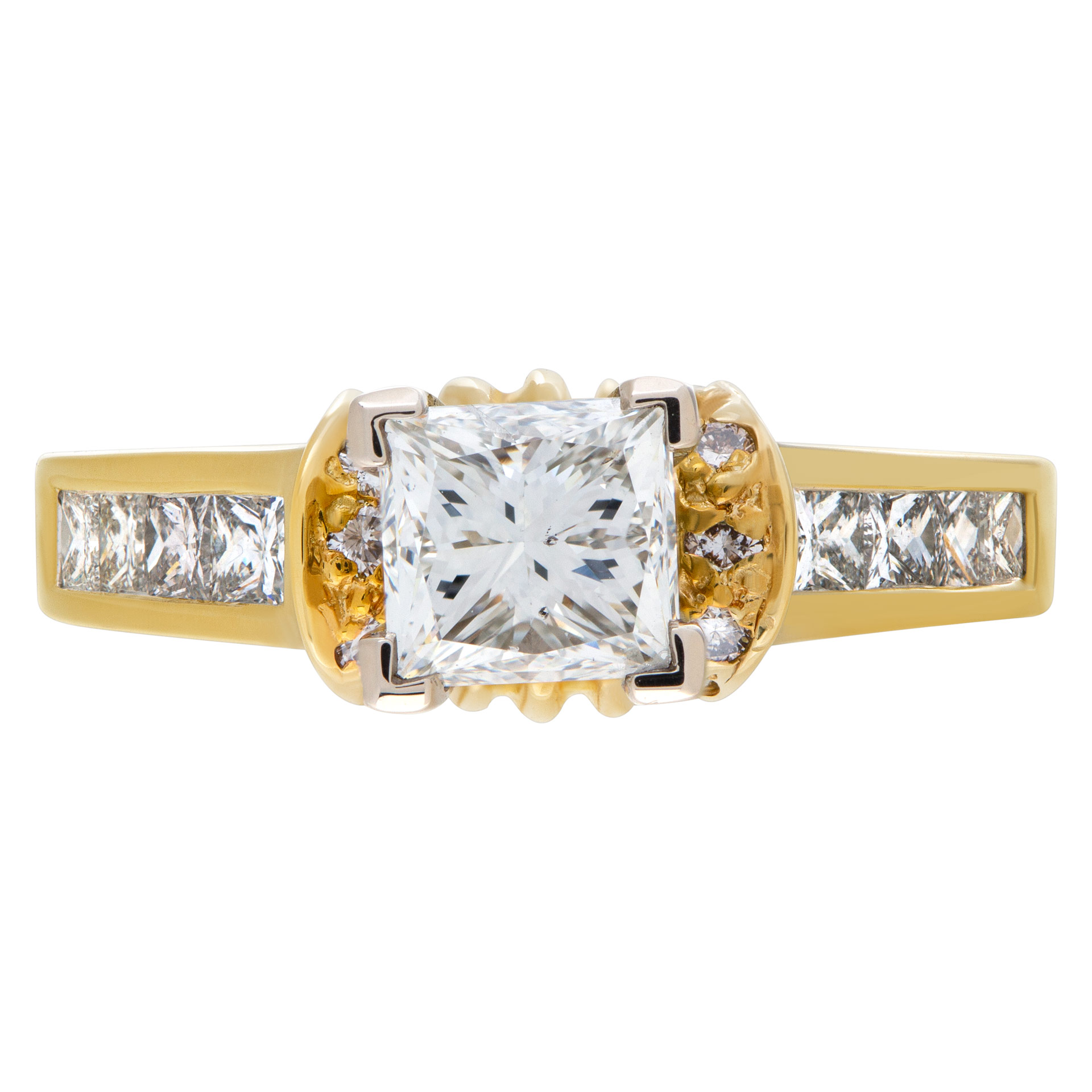 GIA Certified Square Modified Brilliant Diamond 1.28cts (I Color SI2 Clarity) ring set in 14k yellow and white gold . Size 6.75 image 2