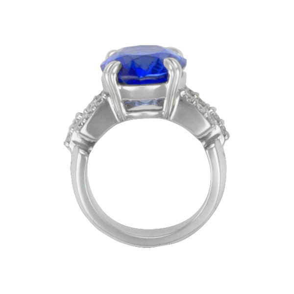 Sapphire & diamond ring with 10.57 ct not heated blue sapphire and 0.51 cts dia (F-G; VS1) image 3