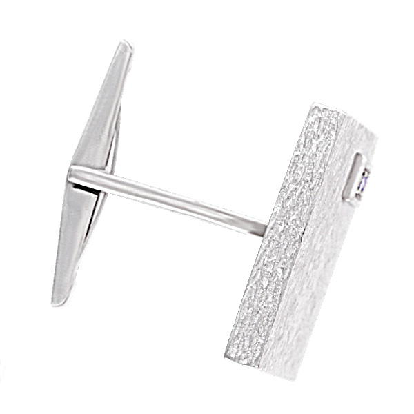 Rectangular cufflinks in 18k white gold with diamond accents image 3