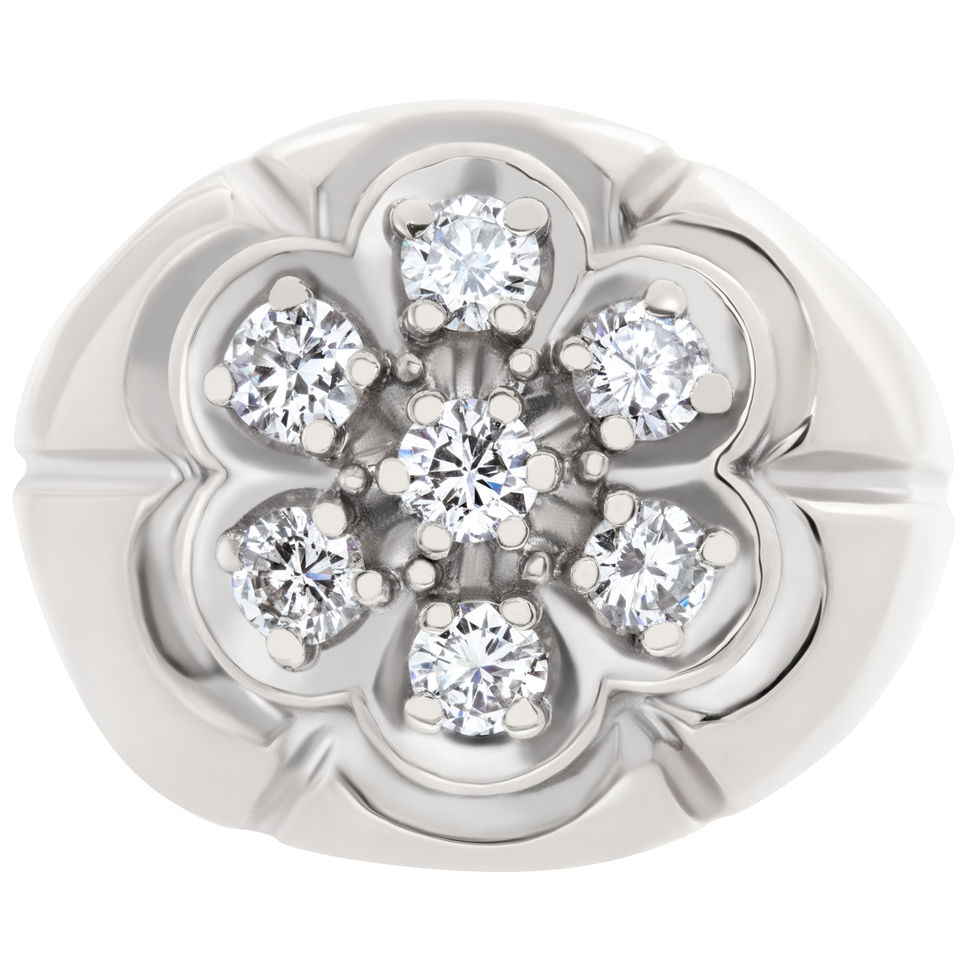Cluster diamond ring in 14k white gold with approximately 1.00 carat round brilliant cut diamonds image 2