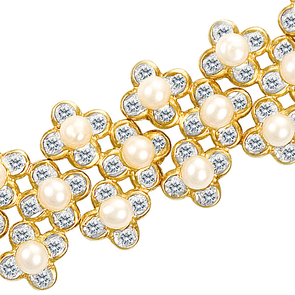 pearl & diamond flower bracelet image 2