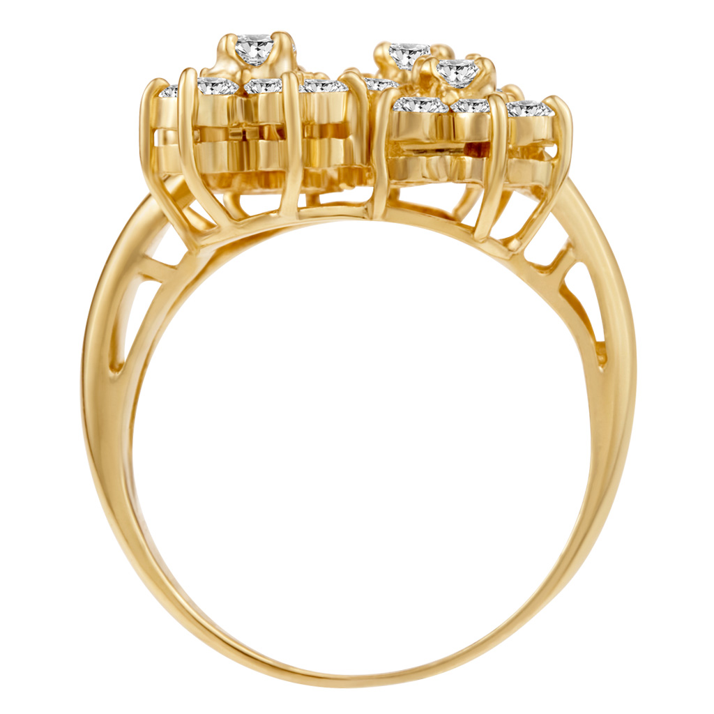 Flower cluster diamond ring in 18k yellow gold. 1.00 carat in diamonds. Size 4.5 image 3
