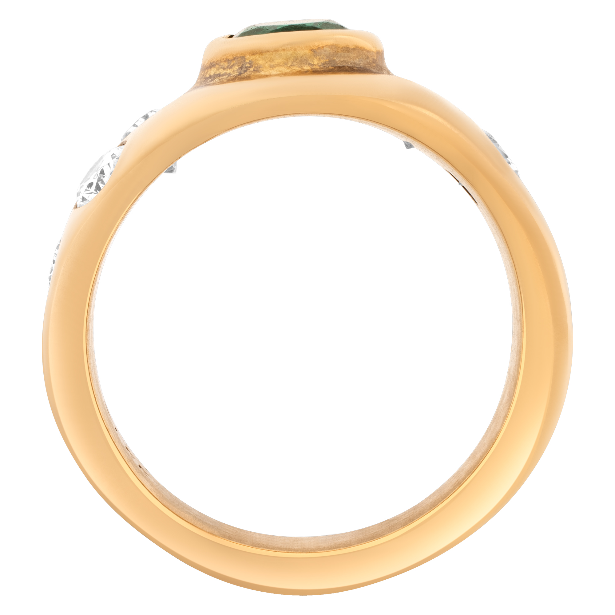 Modern "Gypsy" emerald & diamond ring in 18K yellow gold. image 3