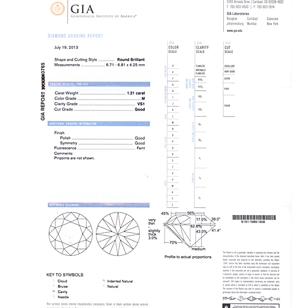 GIA Certified  -  1.21 cts (M Color, VS1 Clarity) image 3