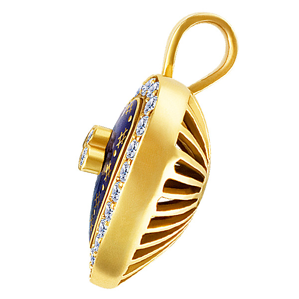 Heart pendant in 18k with diamond accents and blue enamel image 3