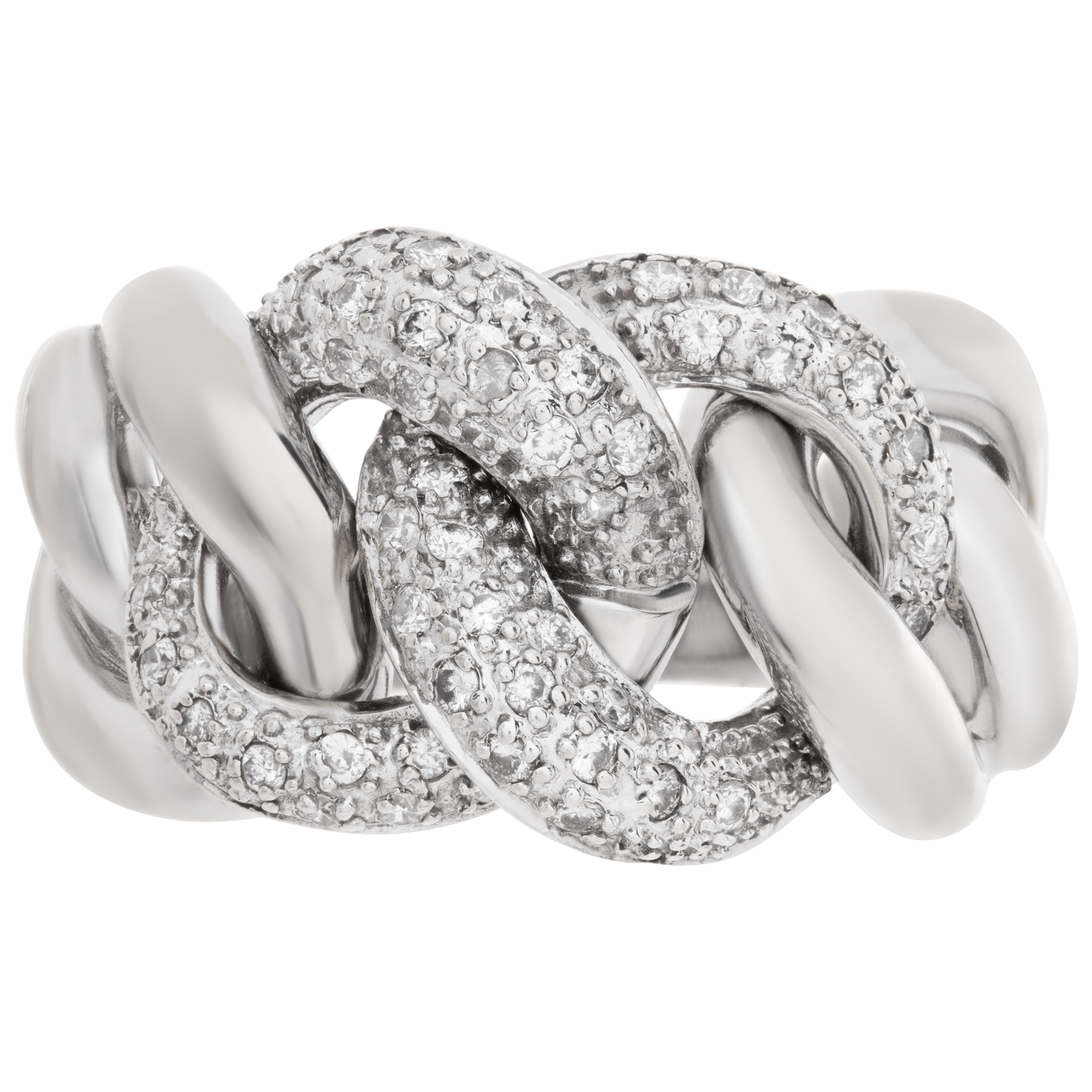 Pave Diamond link ring in 14k white gold. 0.50 carats in diamonds. Size 8 image 2