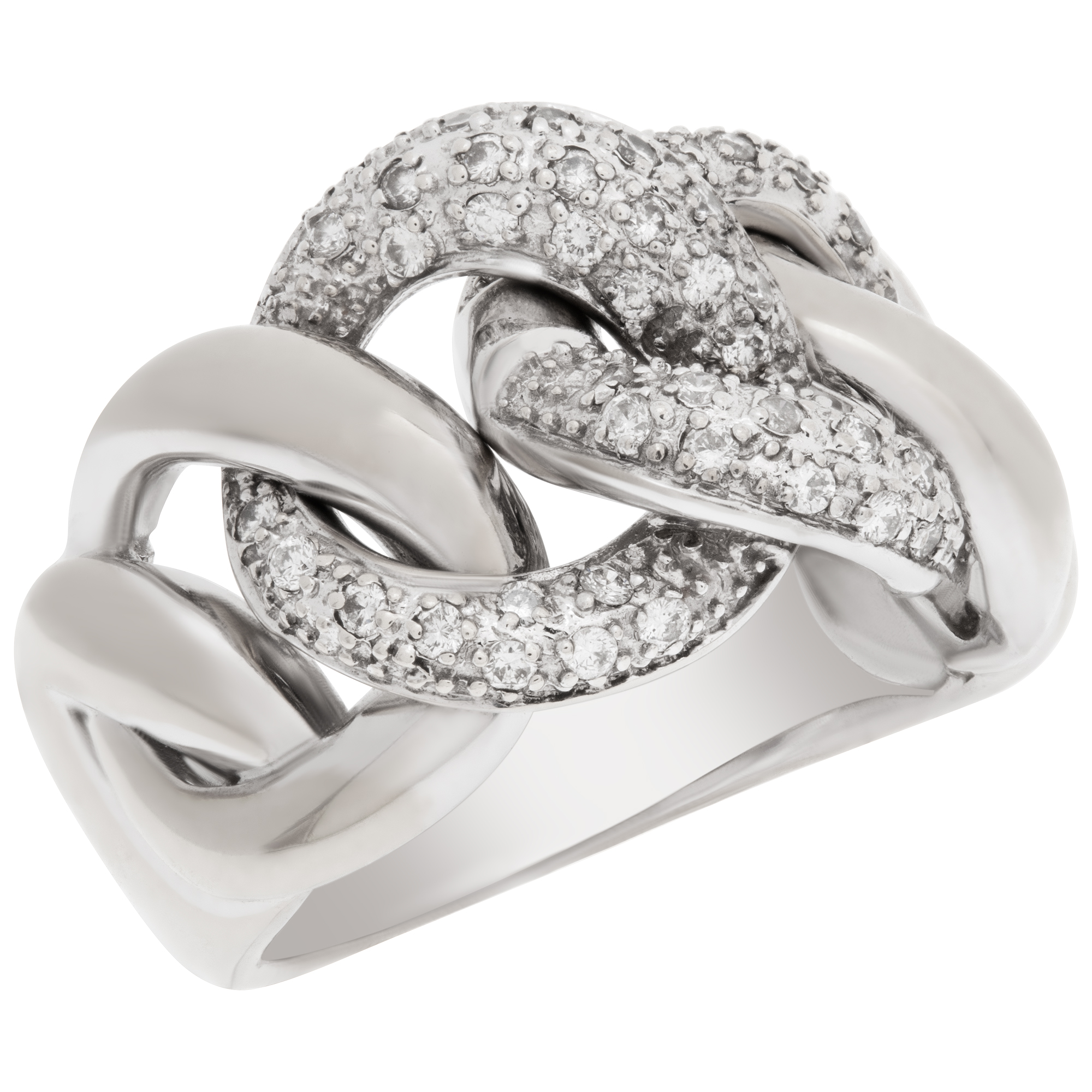 Pave Diamond link ring in 14k white gold. 0.50 carats in diamonds. Size 8 image 3