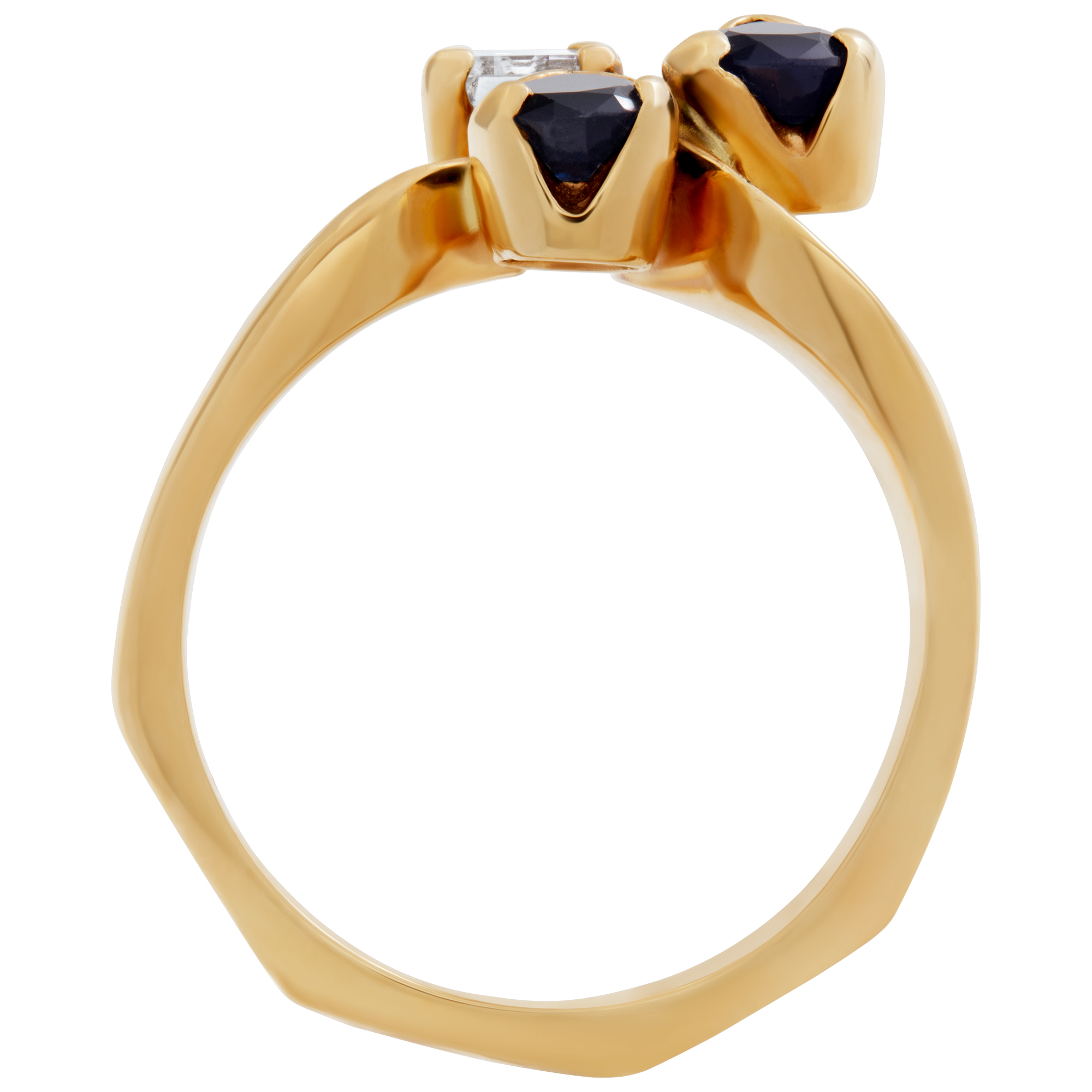 Pretty diamond & sapphire ring in 14k yellow gold image 4