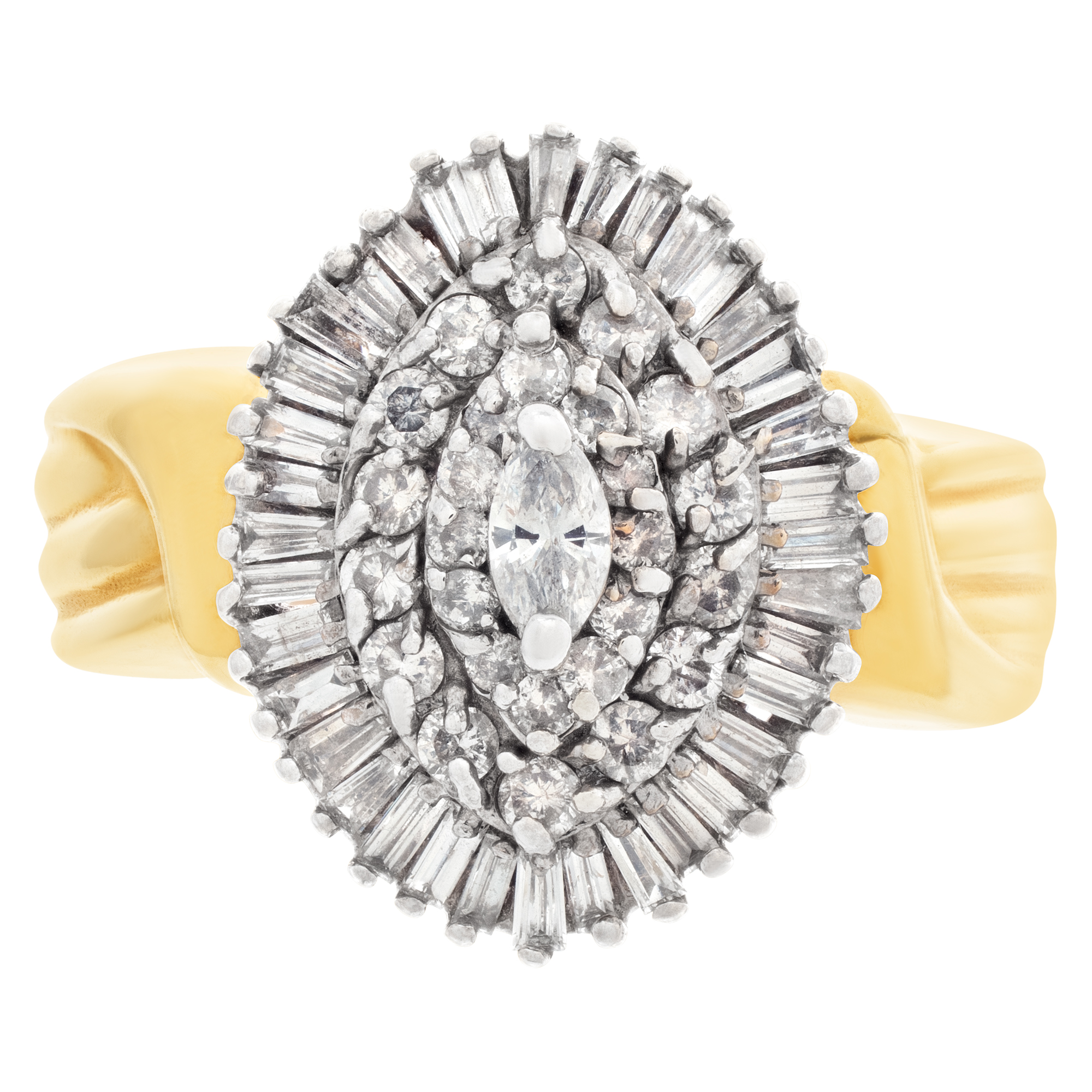 Ballerina diamond ring in 14k gold. 1.42 carats in diamonds. Size 9 image 2