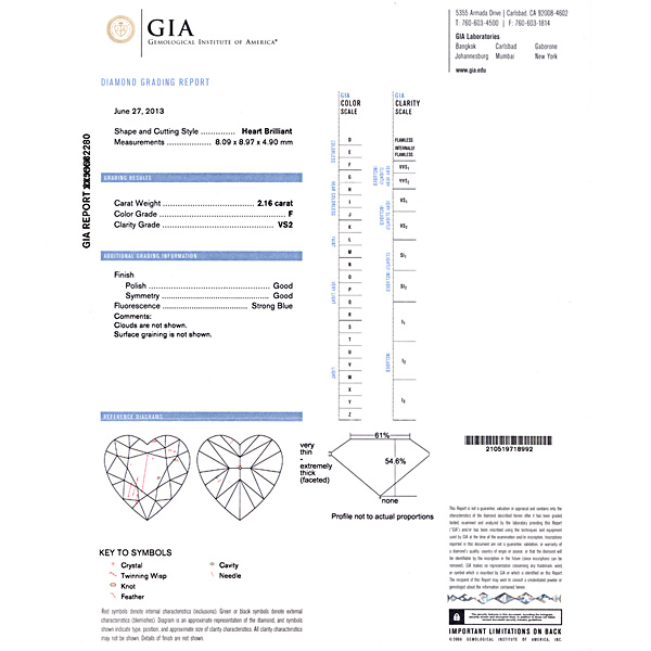GIA Certified heart Diamond - 2.16 cts (F Color, VS2 Clarity) in platinum on a 20" platinum chain image 2