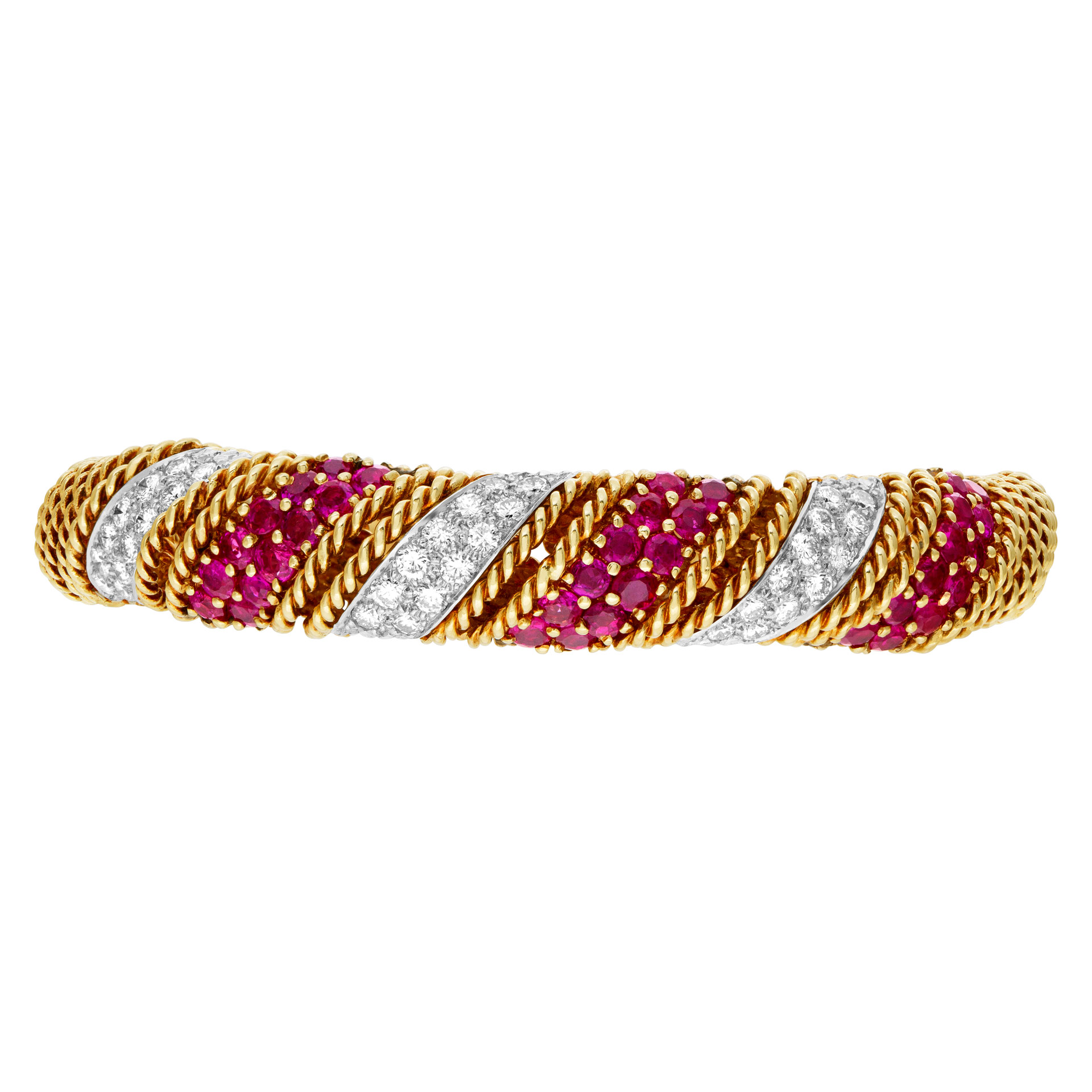 Diamond & Ruby Twisted Bracelet In 18k. 1.44cts in diamonds, 2.16cts in rubies image 2