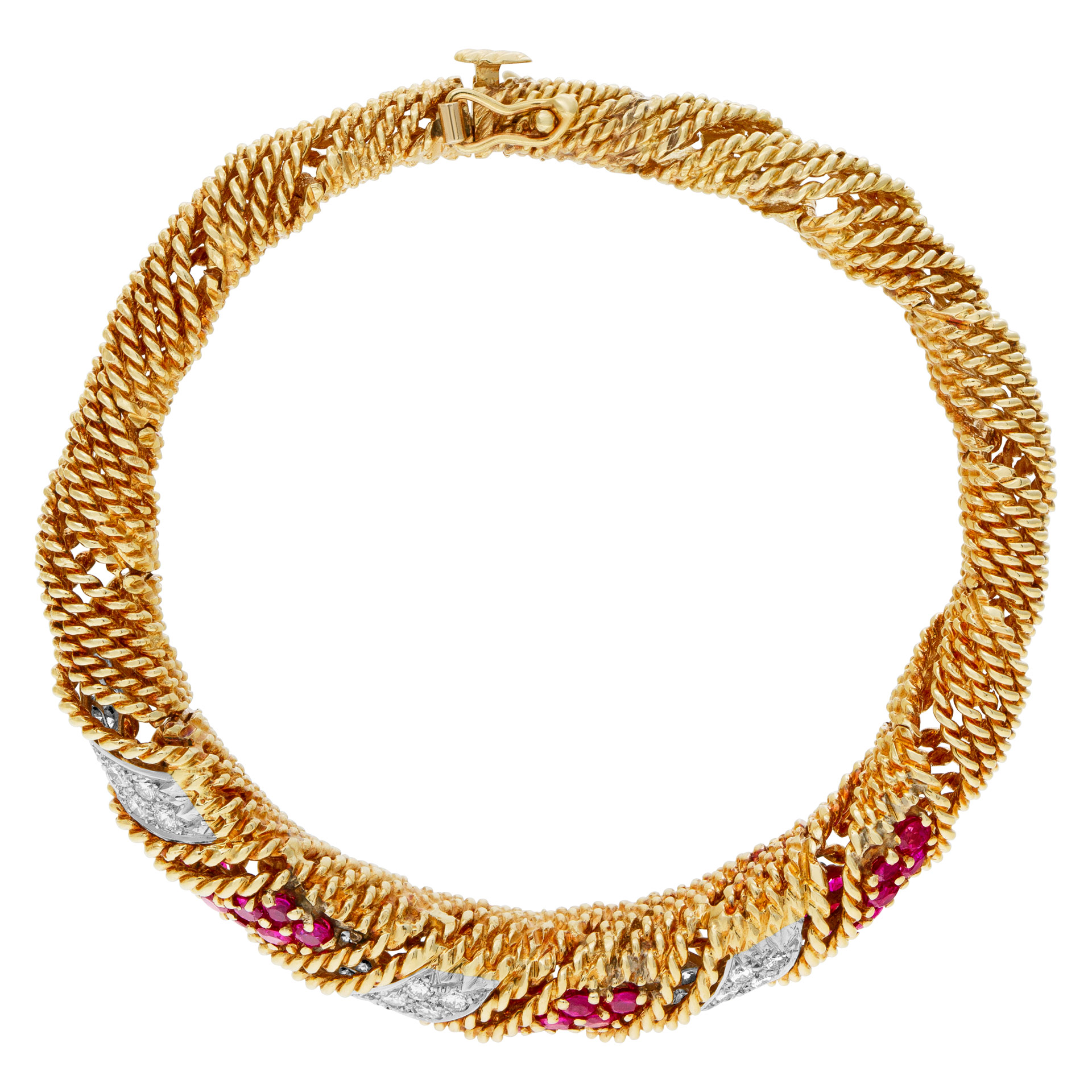Diamond & Ruby Twisted Bracelet In 18k. 1.44cts in diamonds, 2.16cts in rubies image 5