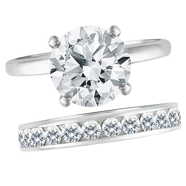Gia Certified 2.12cts Round Diamond Set In Platinum 4 Prong Setting With A Diamond Eternity Band image 1