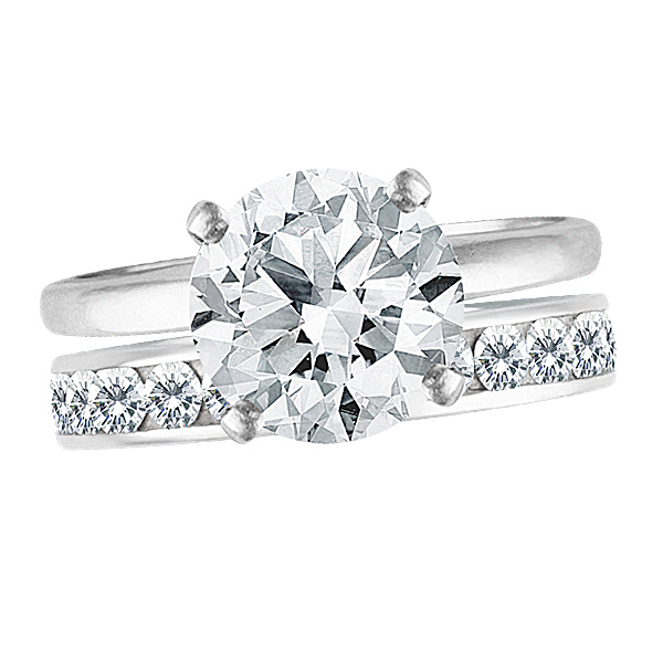 Gia Certified 2.12cts Round Diamond Set In Platinum 4 Prong Setting With A Diamond Eternity Band image 2