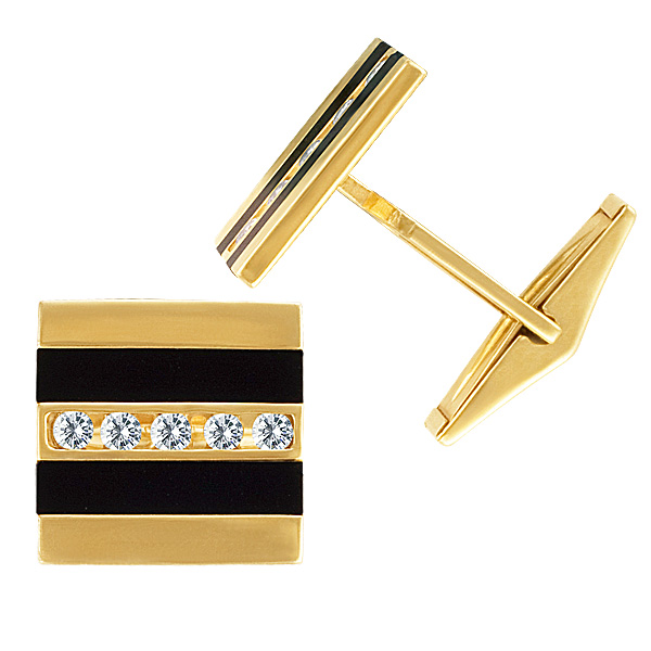 Cufflinks in 14k with appr 0.50 carats in diamonds image 1