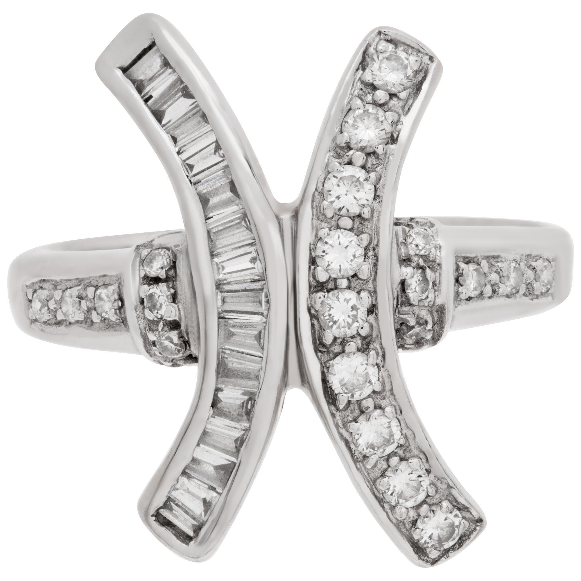 "X" shaped diamond ring in 18k white gold. 0.30 carats in diamonds. size 6 image 2