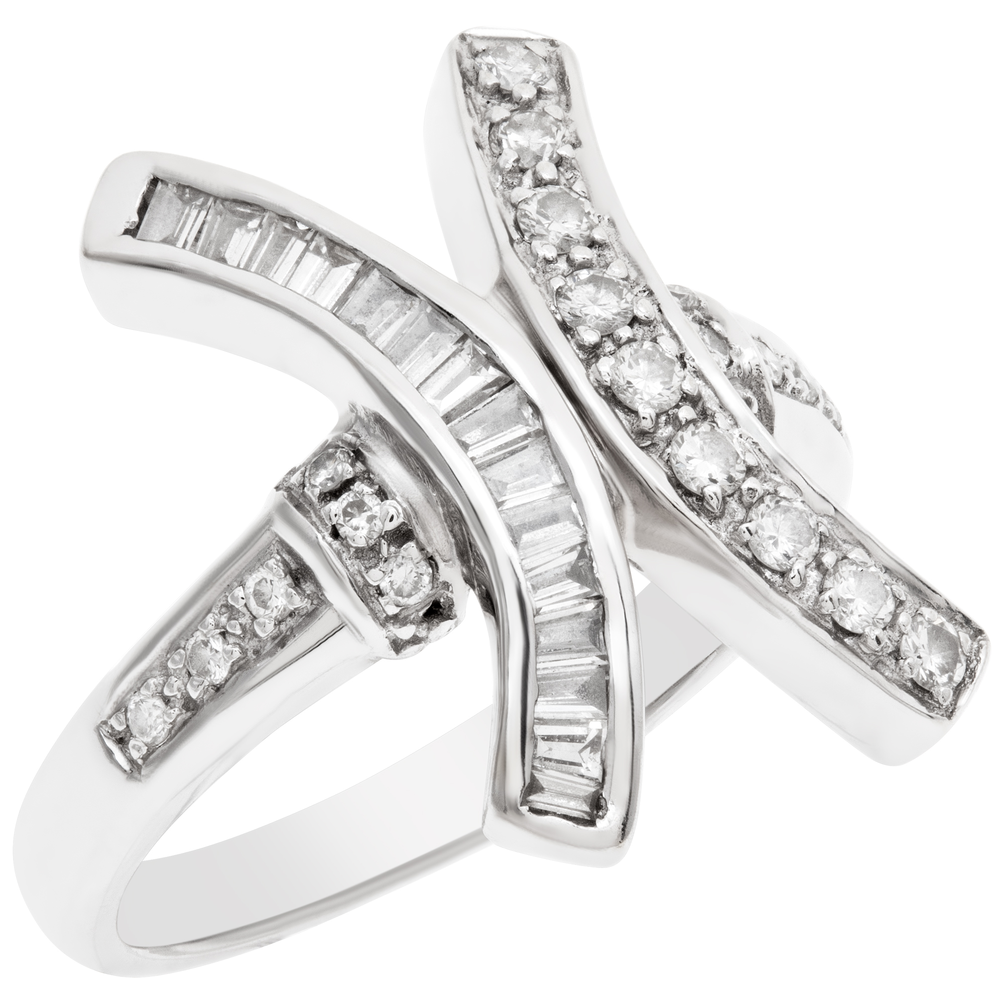 "X" shaped diamond ring in 18k white gold. 0.30 carats in diamonds. size 6 image 3