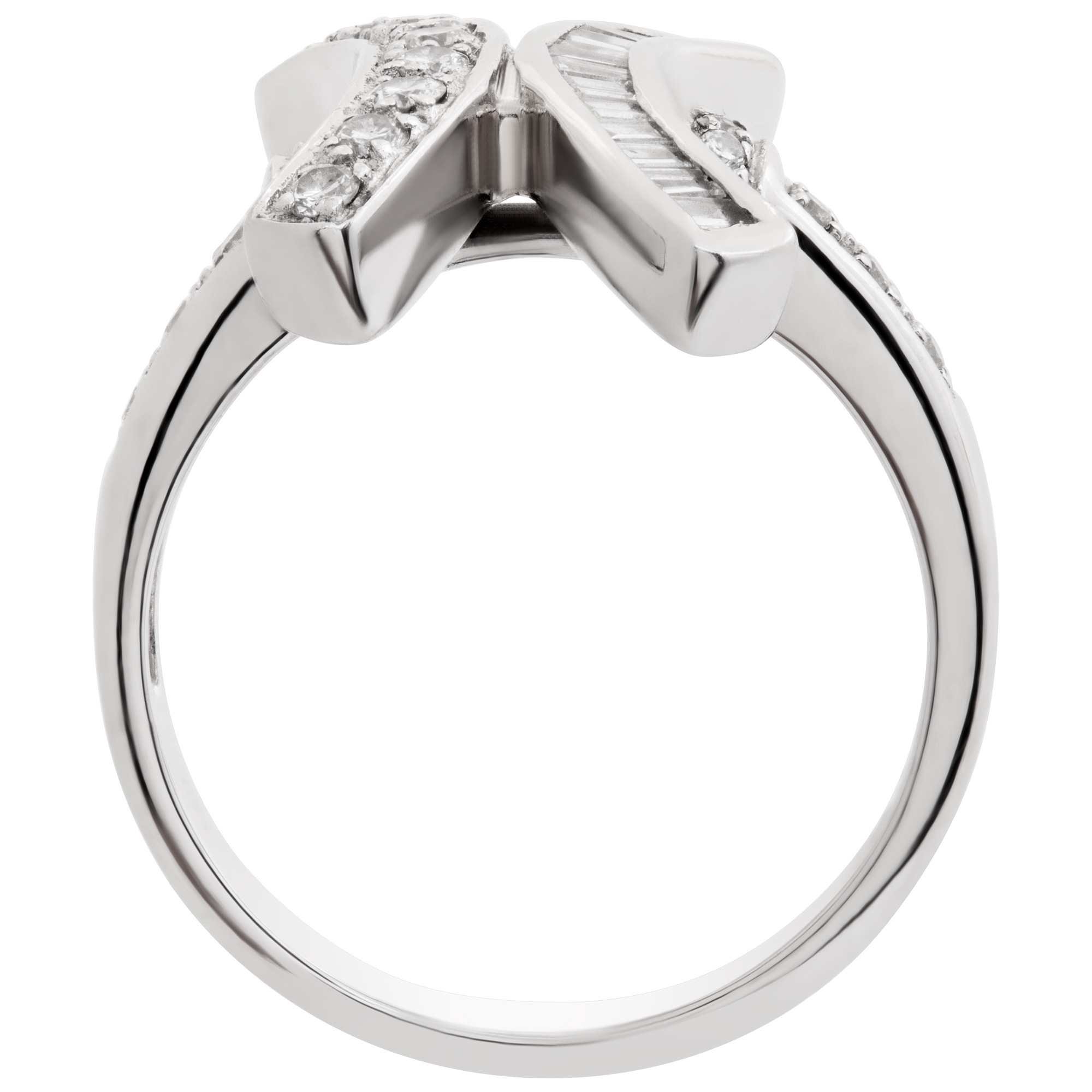 "X" shaped diamond ring in 18k white gold. 0.30 carats in diamonds. size 6 image 4