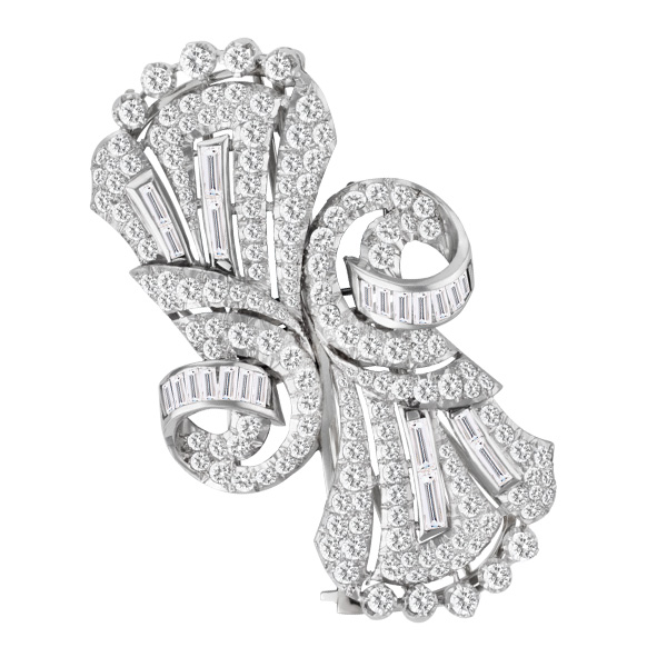 Platinum Brooch with approx. 5 carats in diamonds. (I color, SI clarity) image 1