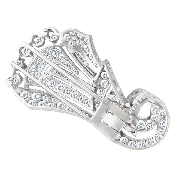 Platinum Brooch with approx. 5 carats in diamonds. (I color, SI clarity) image 2