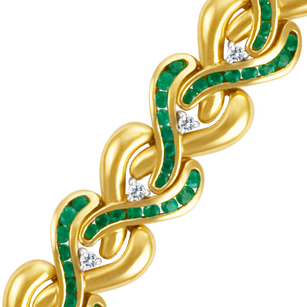 Emerald and diamond bracelet in 14k, 6.5" long image 5