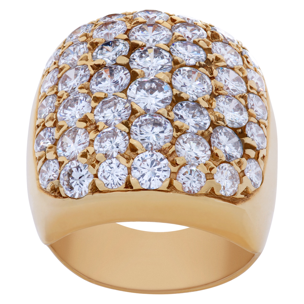 Wide diamond ring in 14k yellow gold with approximately 4.5 carats round brillliant diamonds image 1