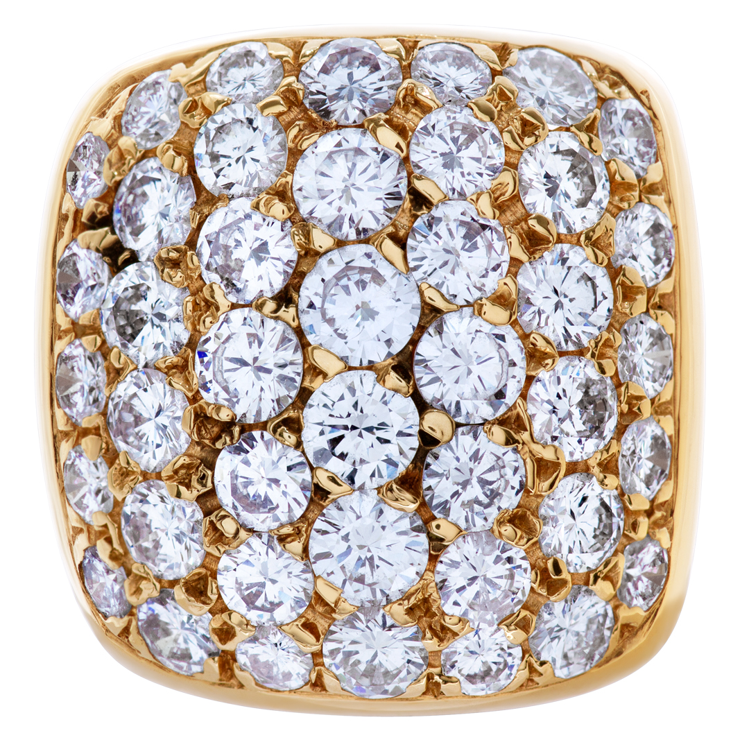 Wide diamond ring in 14k yellow gold with approximately 4.5 carats round brillliant diamonds image 2