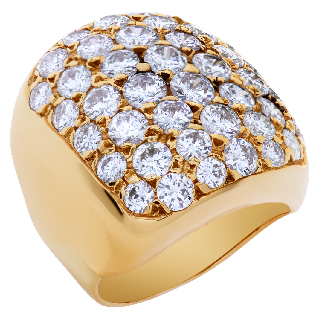 Wide diamond ring in 14k yellow gold with approximately 4.5 carats round brillliant diamonds image 3