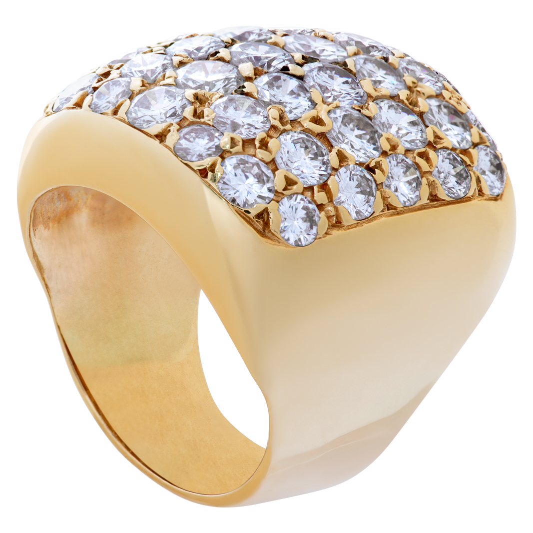 Wide diamond ring in 14k yellow gold with approximately 4.5 carats round brillliant diamonds image 6