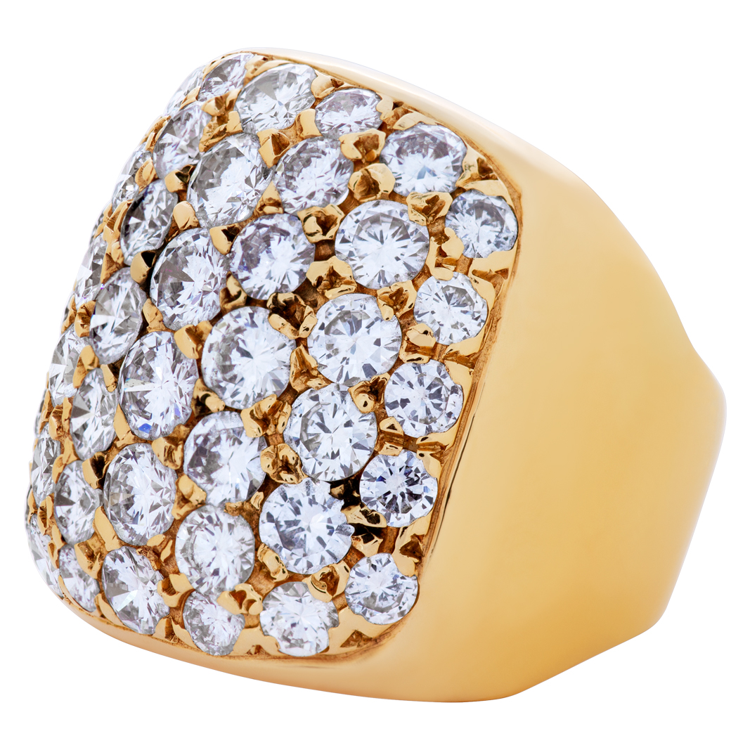 Wide diamond ring in 14k yellow gold with approximately 4.5 carats round brillliant diamonds image 7