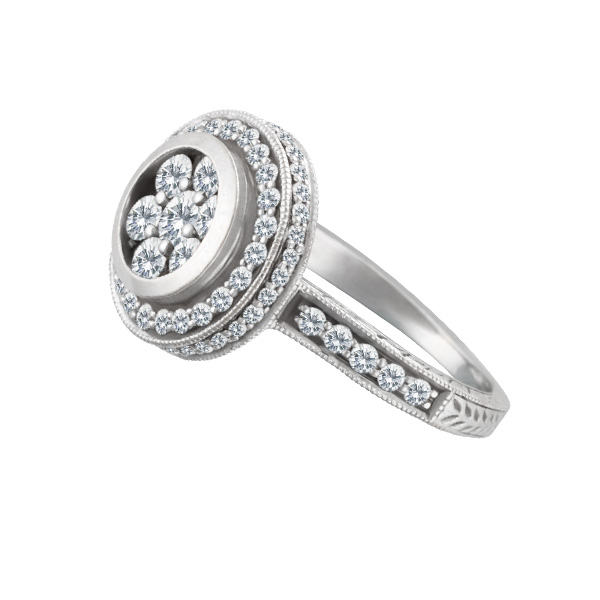 Modern 18k white gold diamond ring 1.50 carats (I-J color, VS1-VS2 clarity) image 2