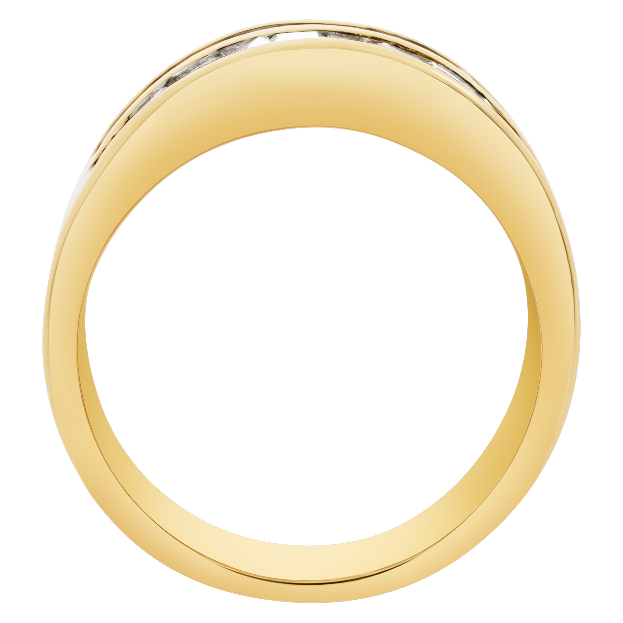 Diamond ring in 14k yellow gold with 2 rows of baguette diamonds image 4