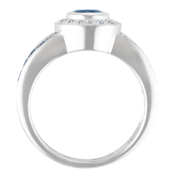 Sapphire & diamond ring in 14k white gold image 2