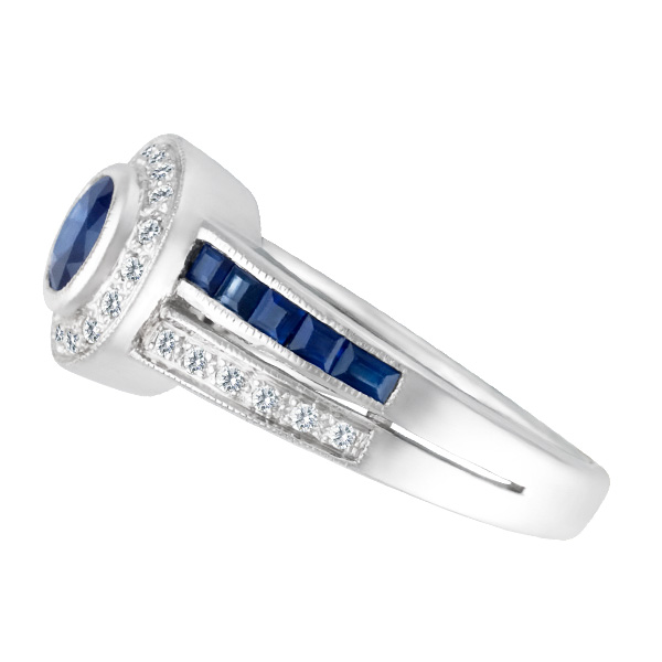 Sapphire & diamond ring in 14k white gold image 3