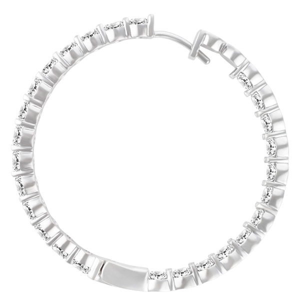 Diamond hoops in 14k white gold image 2