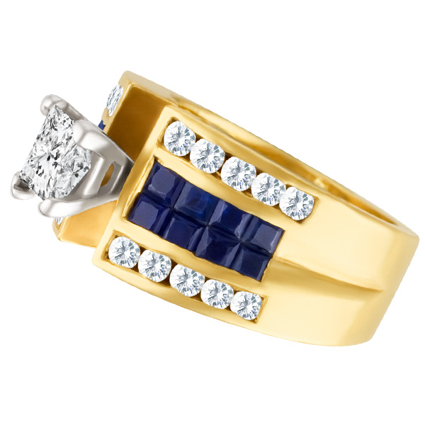 Diamond & sapphire ring in 18k image 3