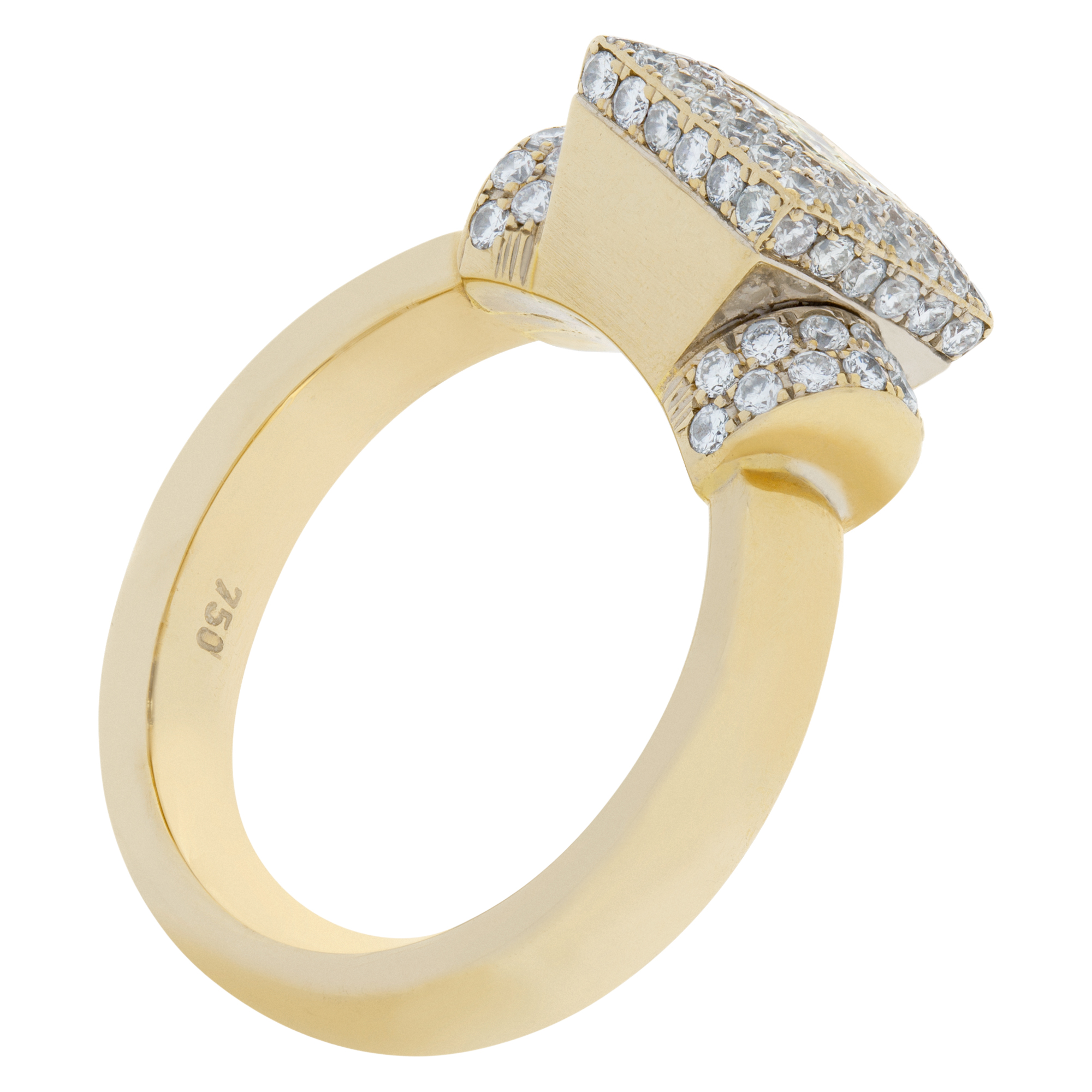 White & Yellow Diamond Ring In 18k White Gold. Approx 1 Ct In Diamonds. Size 6 1/4. image 4