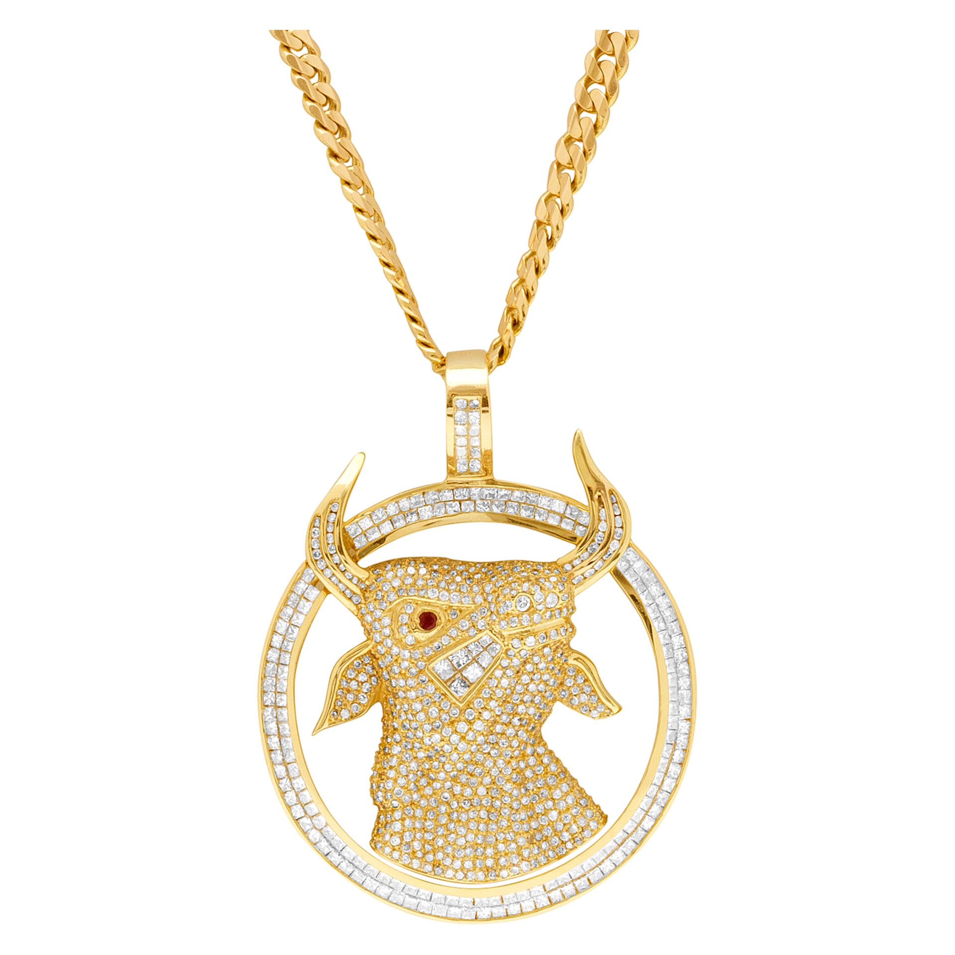 Bull pendant in 18k with app 15 carats in diamonds image 1