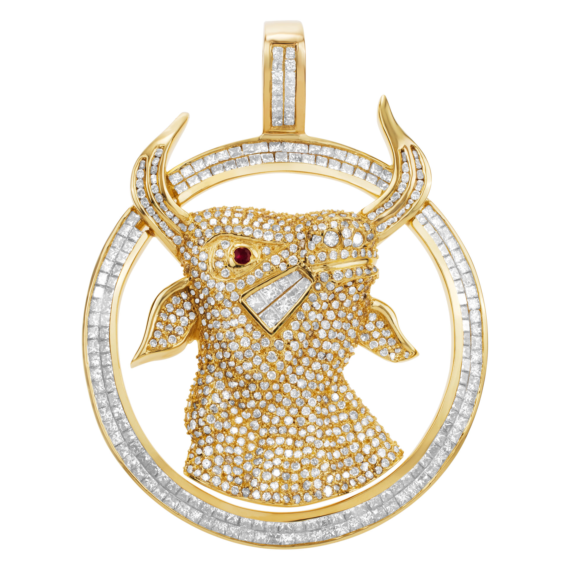Bull pendant in 18k with app 15 carats in diamonds image 3