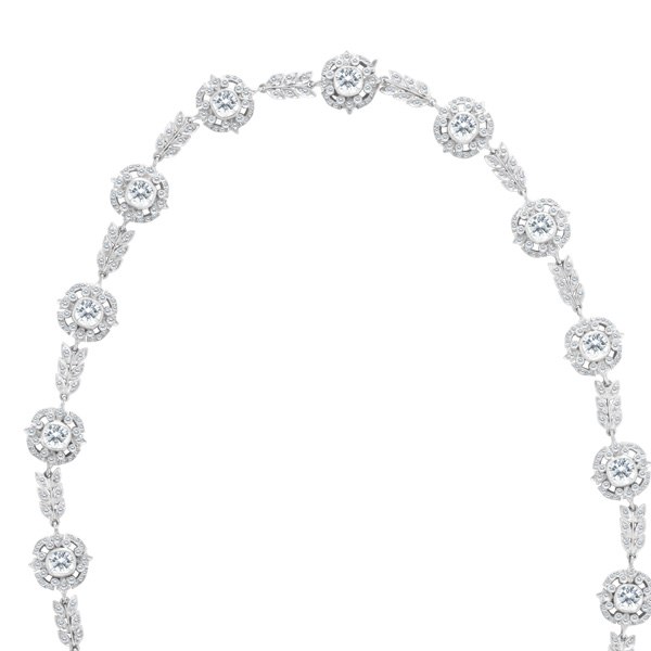 Vintage Edwardian diamond necklace in gold with silver top. Approx. 37.76 carats in diamonds image 6