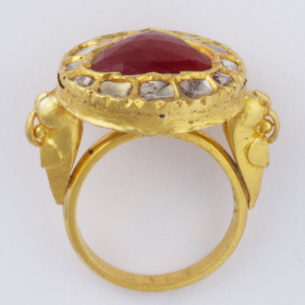 Rose cut ruby & diamond ring in 18k image 2